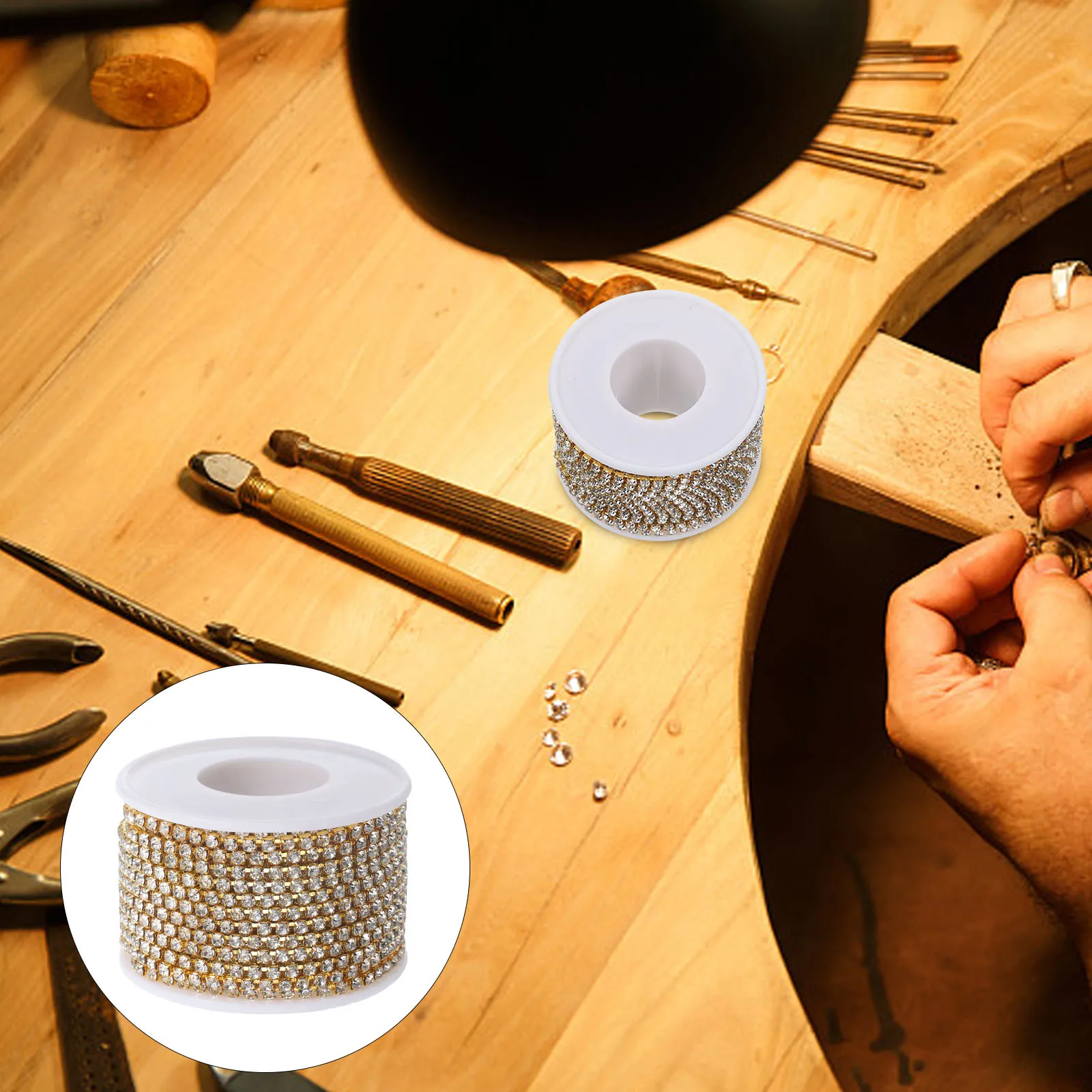 1 لفة سلسلة حجر الراين للملابس DIY بها بنفسك الإبداعية شكل التصحيح بروش سلسلة الزخرفية اكسسوارات الزفاف DIY بها بنفسك حجر الراين #1