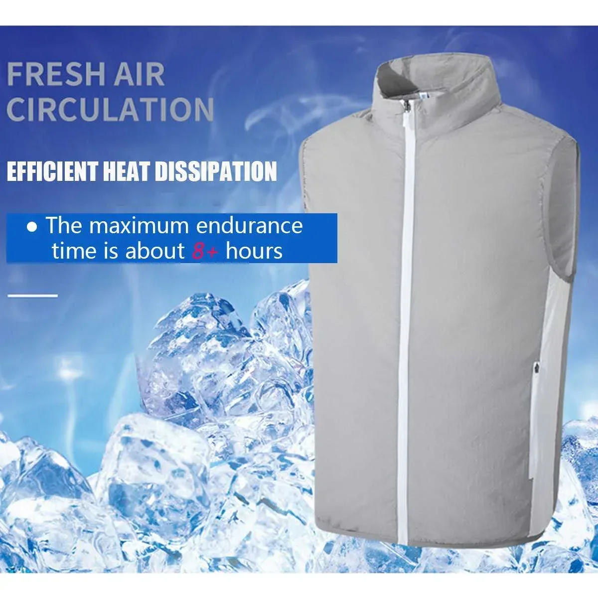 2024 Summer Cool Fan Vest Men\'s Sleeveless Jacket Outdoor Camping and Fishing USB High Power Cooling Air Conditioning Clothing