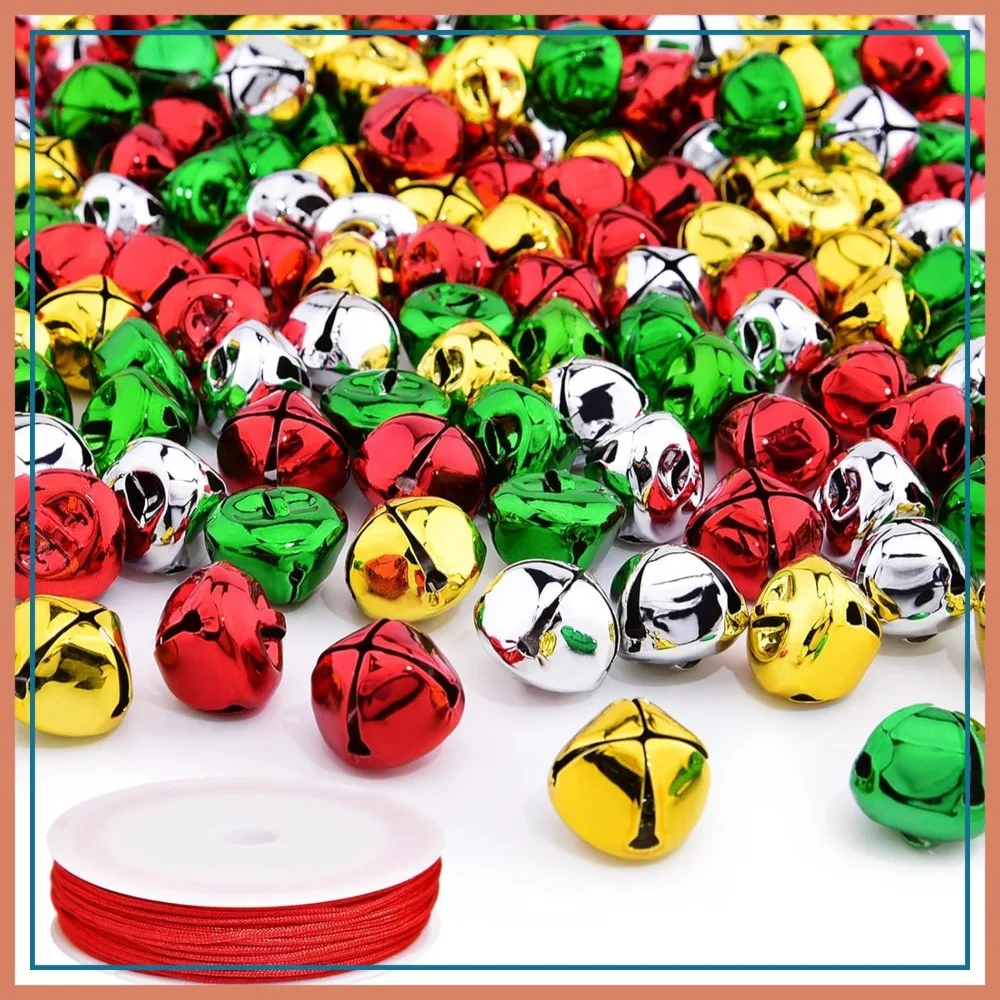 

60 Pieces 1 Inch Jingle Bells Red Green Gold Silver Metal Bells for Christmas Decoration