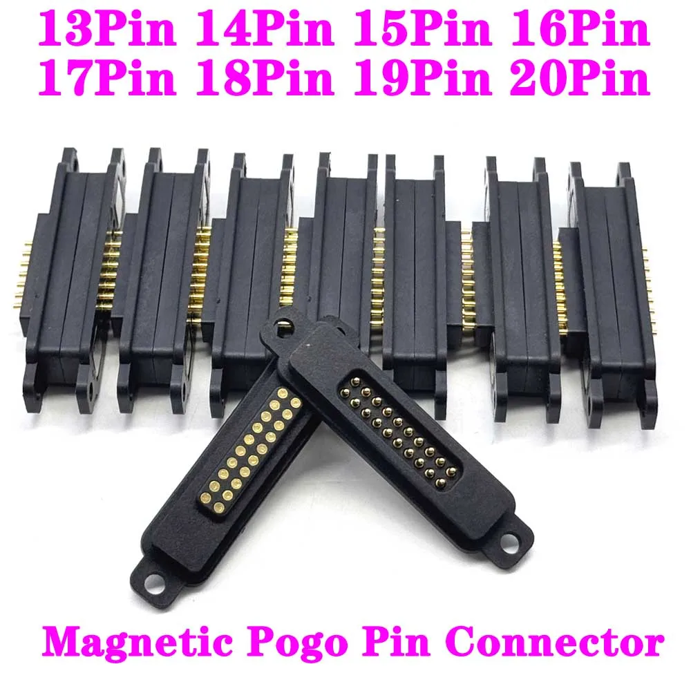 

2A DC Magnetic Pogo Pin Connector 13 14 15 16 17 18 19 20 Pogopin Male Female Spring Loaded DC Power Socket with ears Pitch 2.54