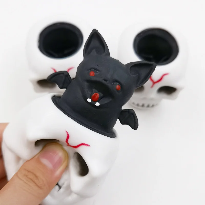 1 pz pipistrello spremere giocattoli scheletro spremere giocattolo horror con allevia lo stress teschio agitarsi giocattolo per bambini e adulti