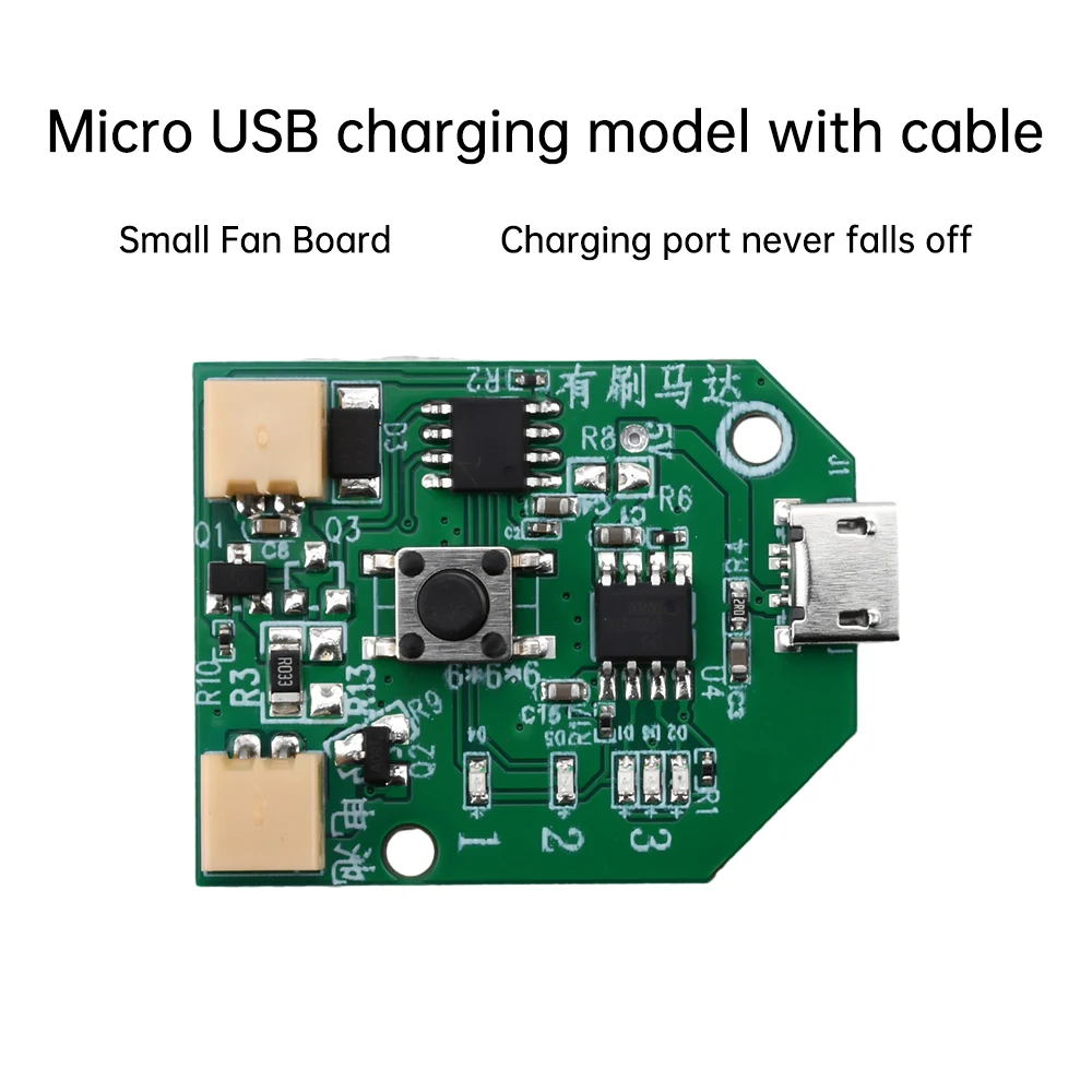 Type-C Micro USB Rechargeable Fan Control Board Brushless 3 Gears Adjustable Boost Board with Line Charge Protection Tool