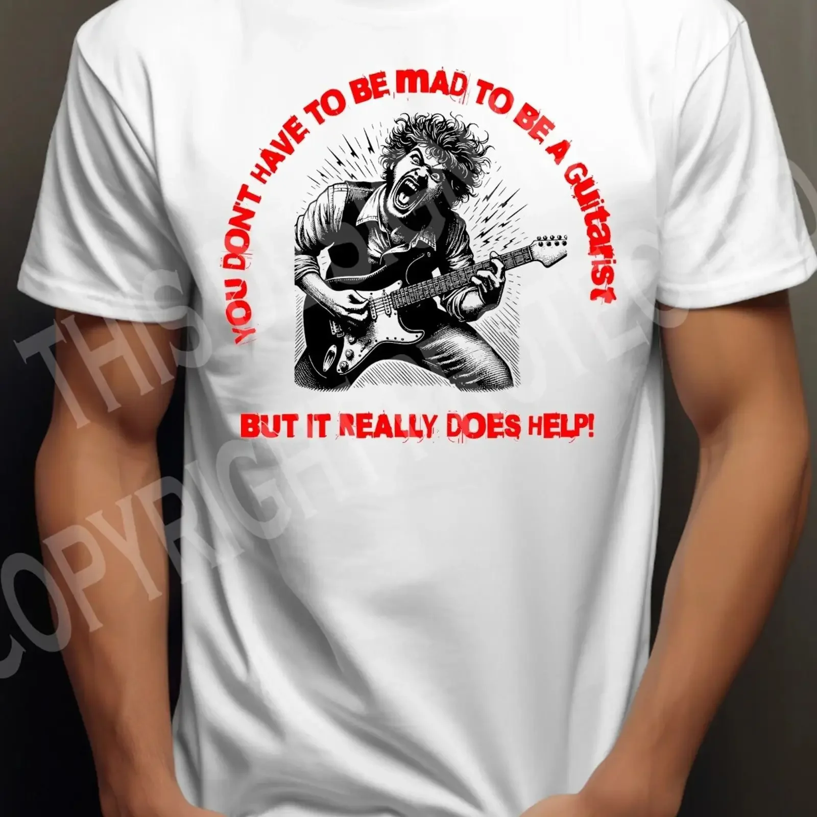 T-shirt de groupe vintage délavé pour guitariste, motif groupe amusant et fou, idéal pour les concerts, légèrement décontracté, style streetwear pour le quotidien