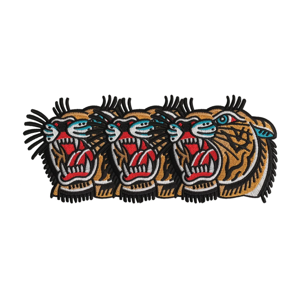 Bengal Tiger Embroidery Patches for Clothing Iron on Chinese Mascot Classic Design Ethnic Style Animal Art Badges Embroidered