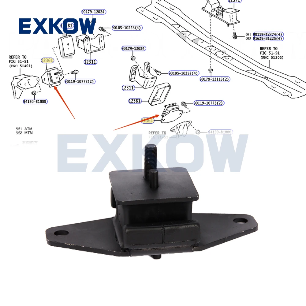 

Front Engine Mounting Insulator for Toyota Land Cruiser Lexus LX470 FZJ100 HDJ100 HZJ105 UZJ100 1998-2007 12361-50121