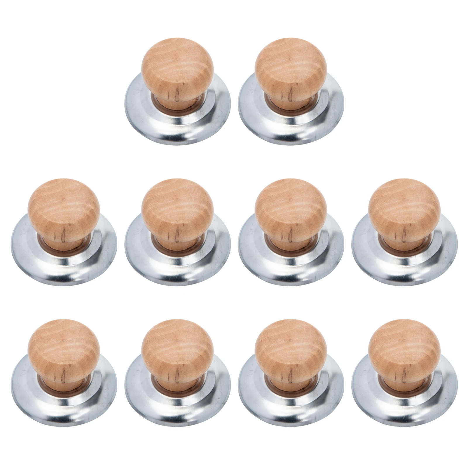 

10pcs Pot Lid Knobs Replacement Wooden Stainless Steel Cookware Parts Heat Resistant Easy Install Kitchen Bar