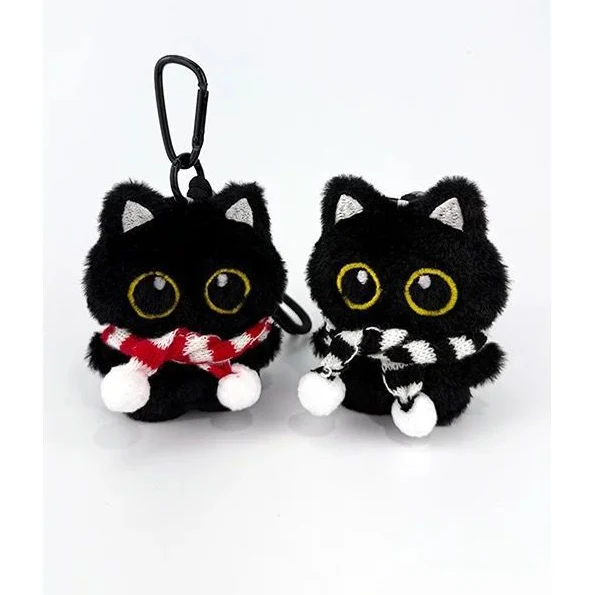 Black Cat กระเป๋าเป้สะพายหลังตาใหญ่ตุ๊กตาลูกแมวตุ๊กตาสยาม Crossbody กระเป๋า Kawaii ตุ๊กตาสัตว์นุ่มกระเป๋าสะพายจี้สําหรับสาวของขวัญ