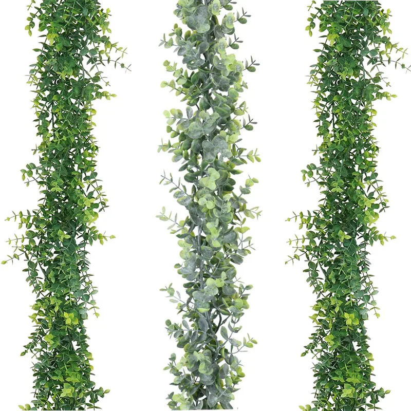 

180cm Artificial Eucalyptus Rattan Green Plants Eucalyptus Vine Indoor Wedding Ceiling Decoration Home Garden Wall Hanging Vines