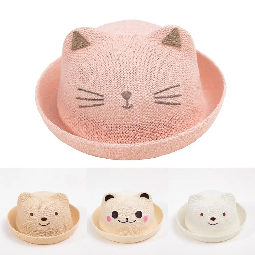 Breathable Baby Straw Hat 1-3Y Sunshade Cartoon Animal Summer Sun Hat Sunbonnet Panama Cap Girls Boys