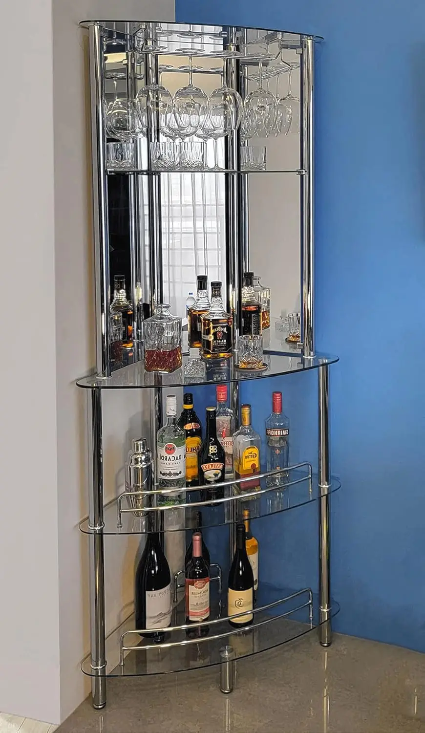 Contemporary Modern Home Entertainment Liquor Bar Catalina Table (Tower Bar, Clear)