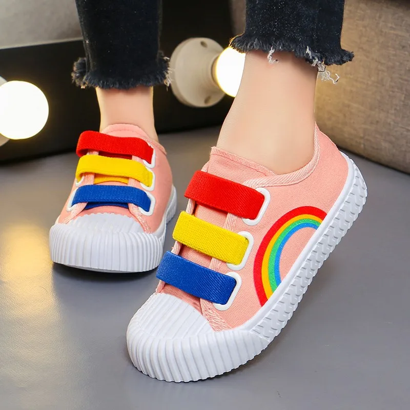 

Children's Canvas Shoes 2025 Spring and Autumn New Sports Shoes Children's Kindergarten Rainbow Board Shoes