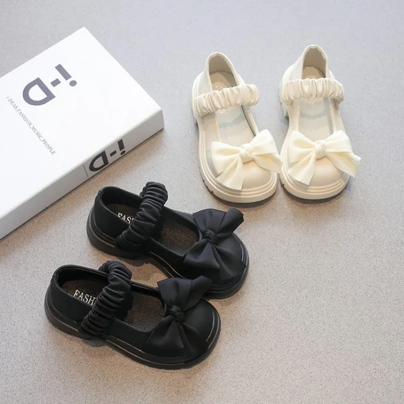 Girls Leather Shoes with Butterfly-knot Children Leather Shoes for Party Wedding Fashion Kids Sweet Princess Performance Shoes