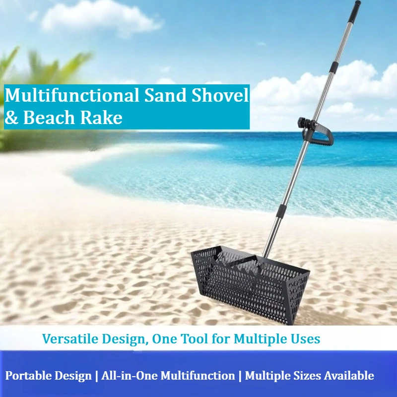 

Stainless Steel Beach Shovel & Sand Sieve, Detachable Multi-function Shark Tooth Rake, Seaside Treasure Hunting Shelling Tool