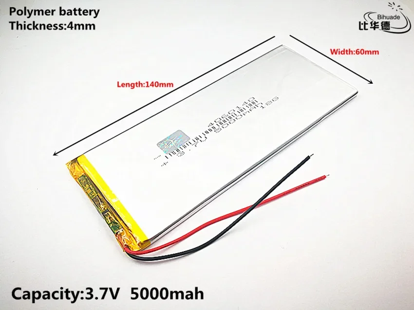 10pcs Liter energy battery 3.7V,5000mAH 4060140 Polymer lithium ion / Li-ion battery for tablet pc 7 inch 8 inch 9inch,mp3,mp4