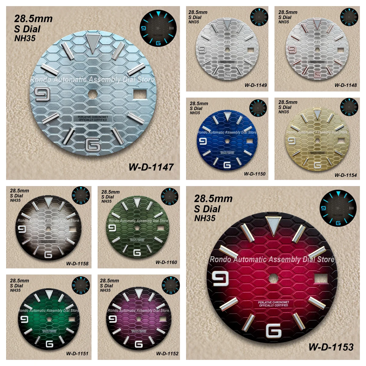 

28.5mm S Logo High-Quality Diving Dial Fit NH35 Japanese Movement Ice Blue LuminousWatch Modification Accessories