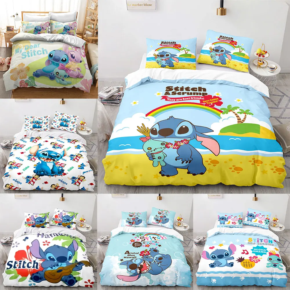 

Cartoon Stitch Bedding Sets Comforter Quilt Bed Cover Duvet Cover Pillow Case 2-3 Pieces Sets Kids Adult Size Bedroom Decor