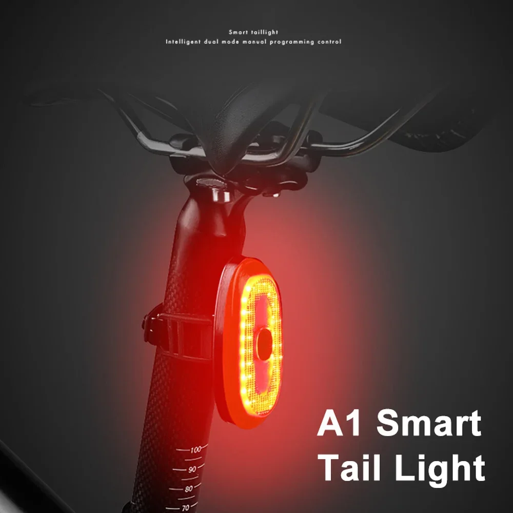 ANTUSI A1 Bicycle Tail Light Smart Light-Sensitive Self-Starting Rechargeable Taillight Long Standby Bike LED Warn Safety Lamp