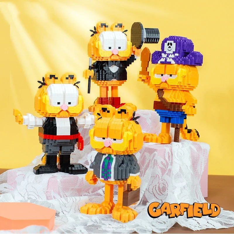 BALODY Garfield building blocks American animation model cartoon doll assembled educational toys ornaments birthday gifts