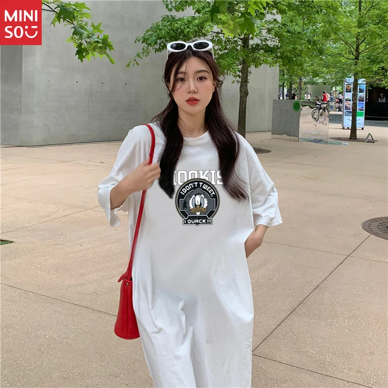 فستان ديزني دونالد داك، قطن متوسط الطول فضفاض للنساء #2