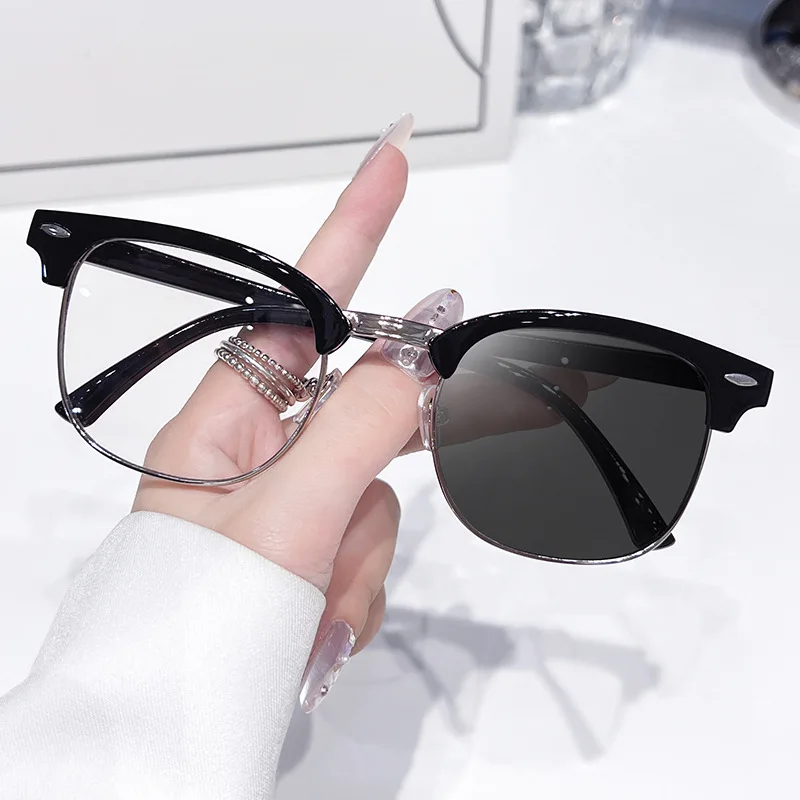 

Semi Rimless Anti Blue Light Blocking Glasses Men Square Ray Filter Eyeglasses Big Frame Women Computer Goggle Spectacles