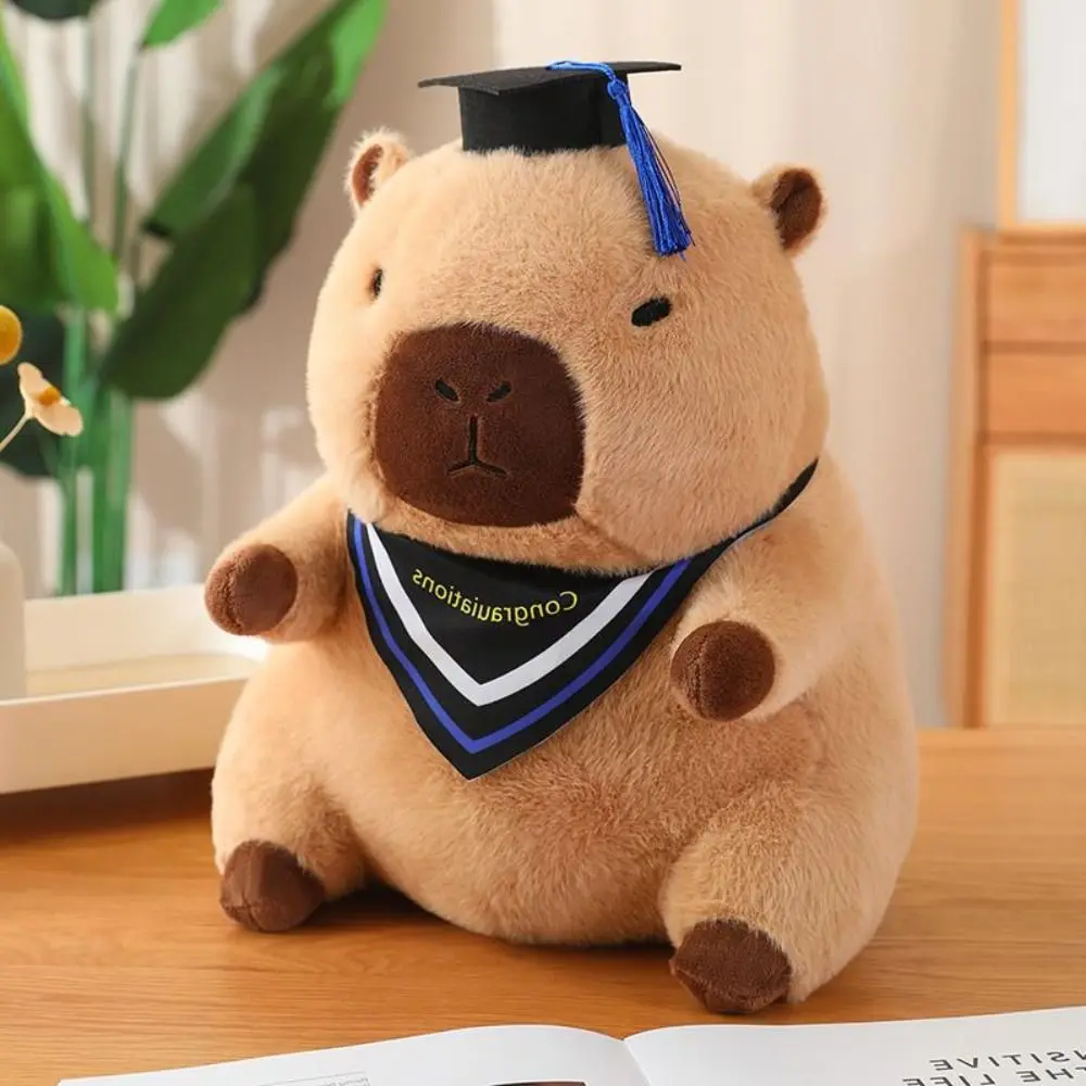 Capivara graduado capivara bonecas de pelúcia simulação pano boneca capibara anime brinquedo fofo macio 30cm/40cm capivara boneca de pelúcia