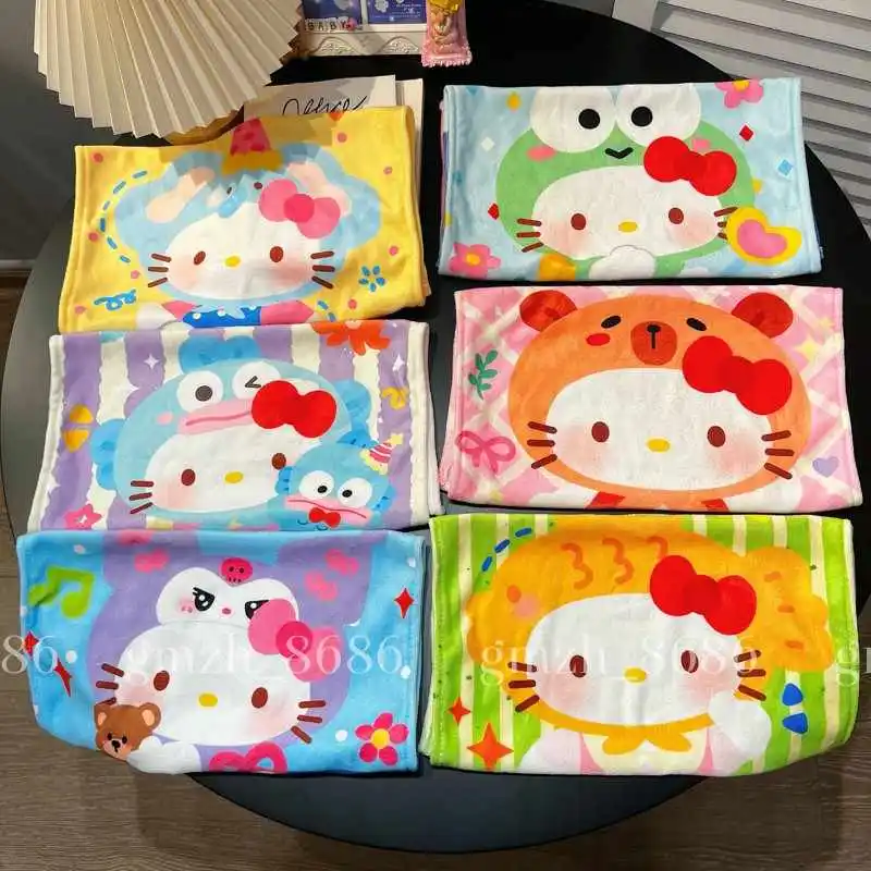 

Cute Sanrios Cartoon Transformed Hellokittys Towel Microfiber Face Towel Household Toiletries Childrens Hand Washing Towel New