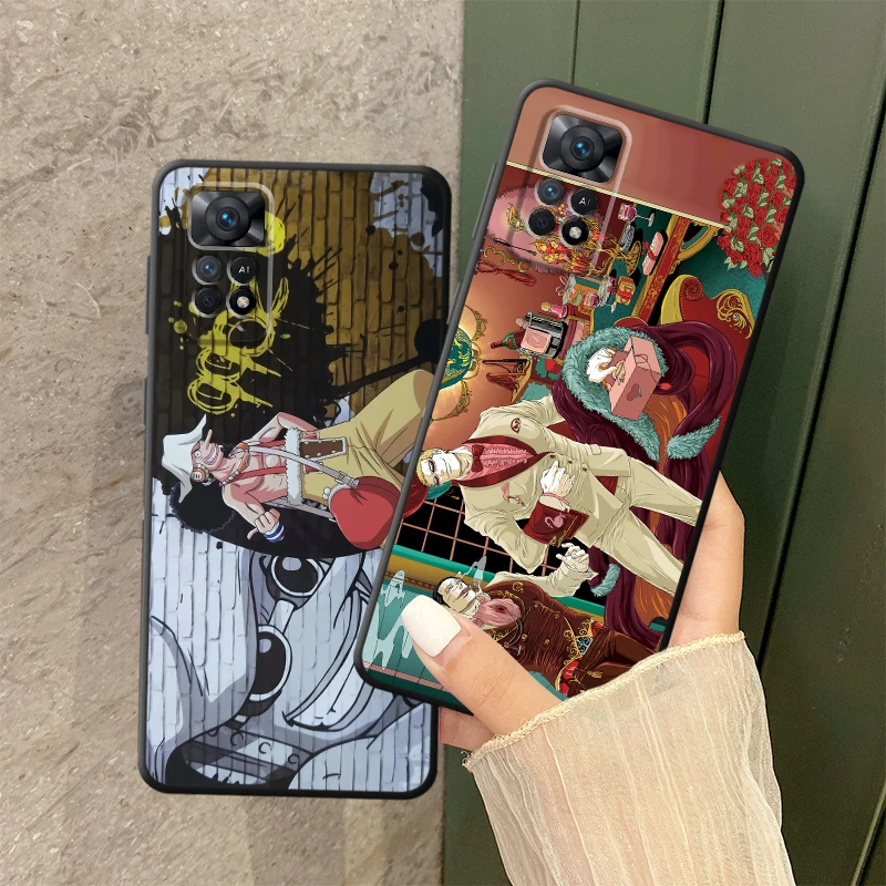 Funda de teléfono suave negra para Xiaomi Redmi Note 9S 12s 9 10 11 12 Pro 11s 13 14 Pro Plus 10S 7 8 lindo personaje de una pieza Usop