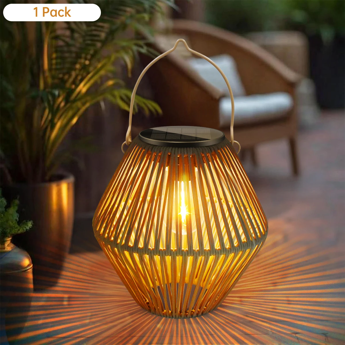 Zonne-lantaarns Zonne-verlichting Buiten Waterdicht Boho Licht voor buiten Hangende Rotan Lantaarn Decoratie voor Tuin Yard Patio