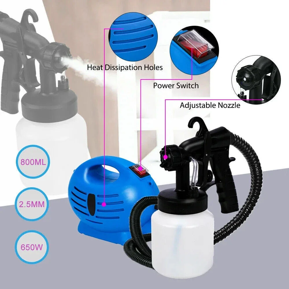 800ML 650W ไฟฟ้าสีสเปรย์ปืนแบบพกพามือถือพ่นเครื่อง DIY ภาพวาดตกแต่งบ้านเครื่องมือ Power อุปกรณ์