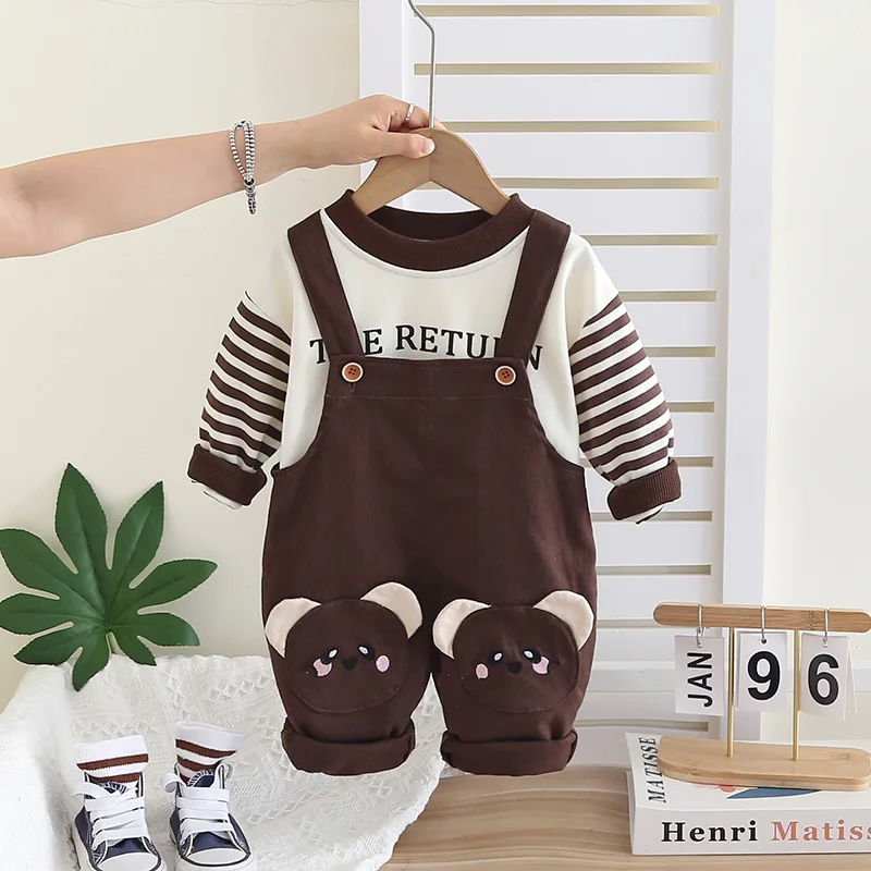 

New Spring Autumn Baby Clothes Set Children Boys Girls Long Sleeved T-Shirt Overalls 2Pcs/Sets Infant Clothing Kids Tracksuits