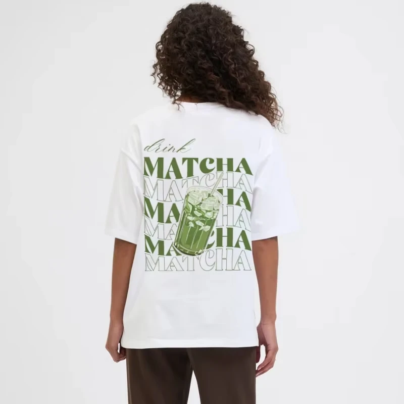 

Iced Matcha Back Print T-Shirt Women Y2k Aesthetic Matcha Lover Shirt Loose Short Sleeve Streetwear Graphic Tees Unisex Clothing