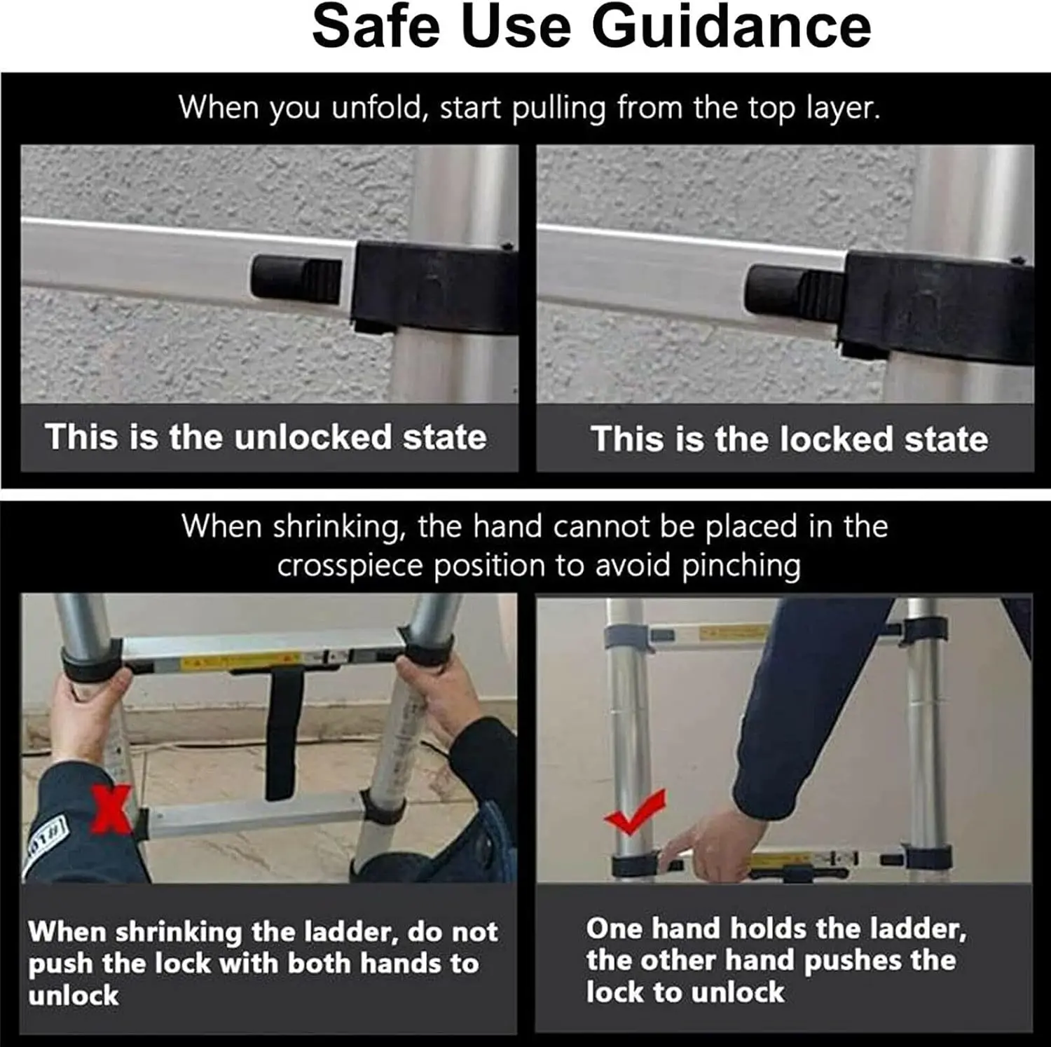 บันไดยืดไสลด์ 3.8M/12.5FT, บันไดอเนกประสงค์, บันไดกันลื่น, บันไดเหล็ก, มาตรฐานปลอดภัย EN131, ความจุรับน้ําหนัก 330 ปอนด์