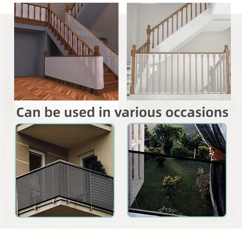 Kids Stairs Safety Net Durable Dog Safety Fence Protective Multipurpose Bannister Guard Deck Fence Fine Mesh for Balcony Stairs