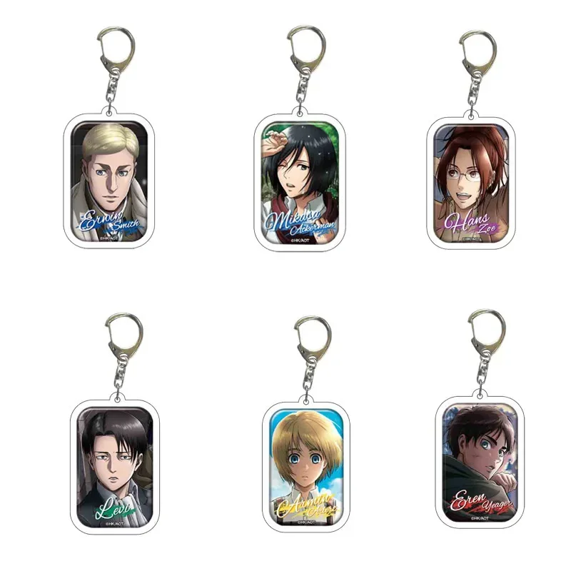 Anime Figure Eren Jaeger Mikasa·Ackerman Armin Arlert Key Ring Creative Acrylic Key Chain Personality Model Plate Student Gifts