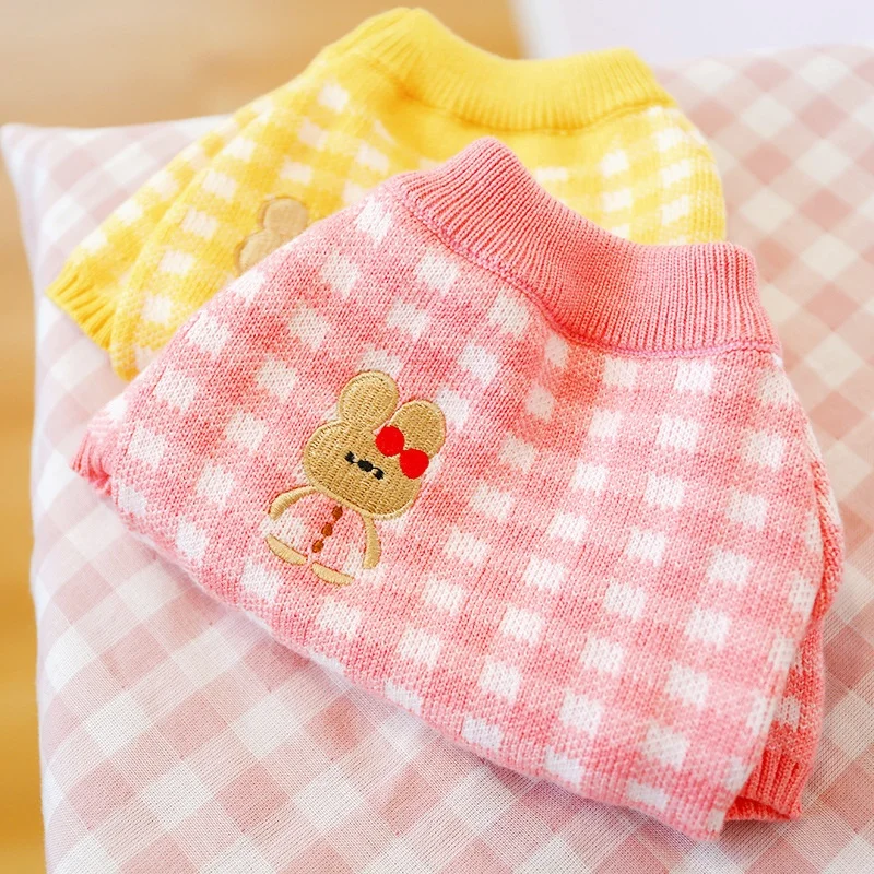 Autumn Dog Knitted Clothes Pet Dog Sweater Warm Soft Puppy Costumes Cute Print Cat Sweater Pet Jacket Coat Chihuahua Dog Outfits