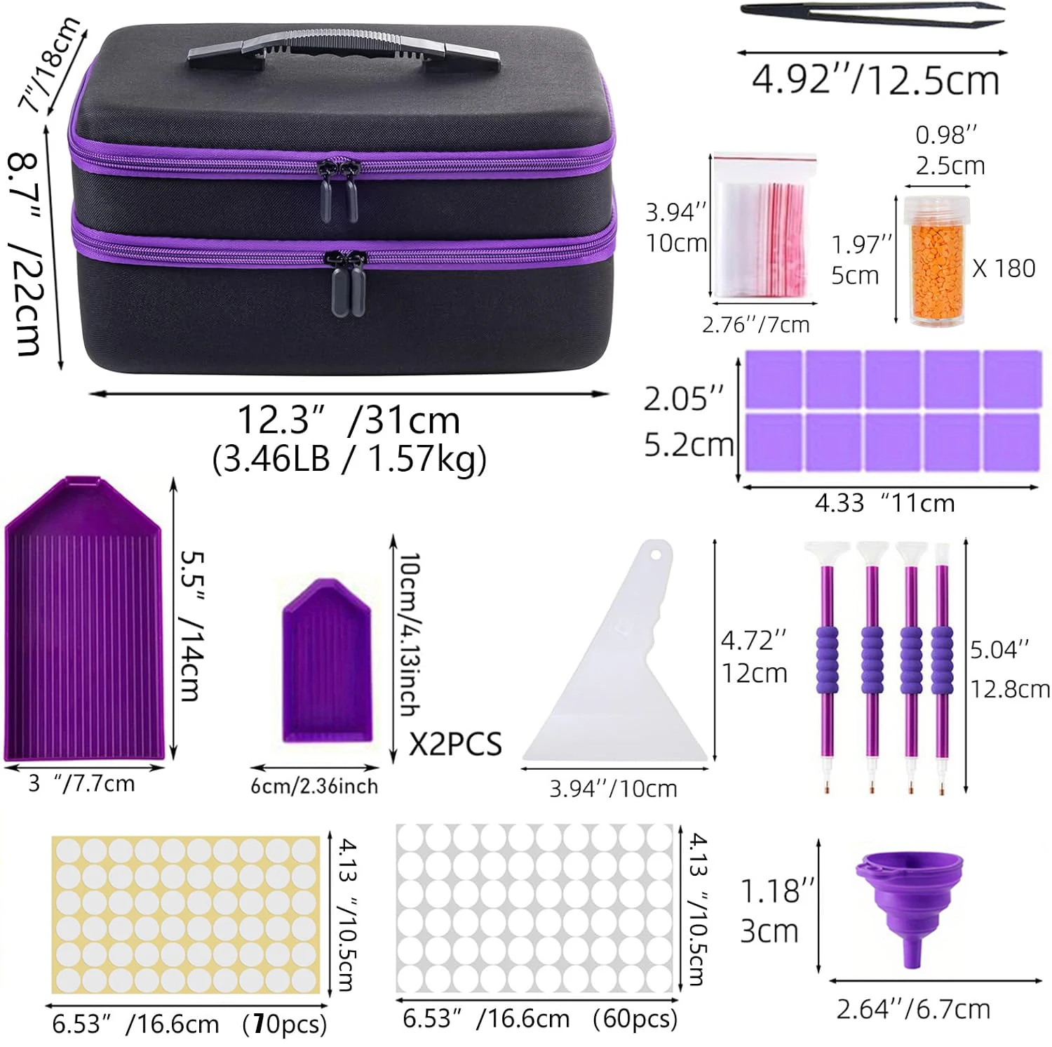 30 Bottle Diamond Painting Storage Containers Kits, Bead Storage Boxes for Diamond Painting Accessories Tools, 180 Round Bottles