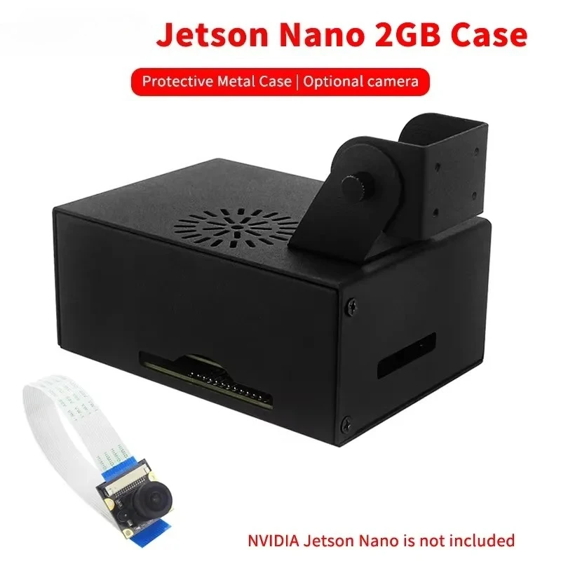 Suitable for Jetson Nano 2GB aluminum alloy shell, motherboard cooling fan, fixed camera protective case