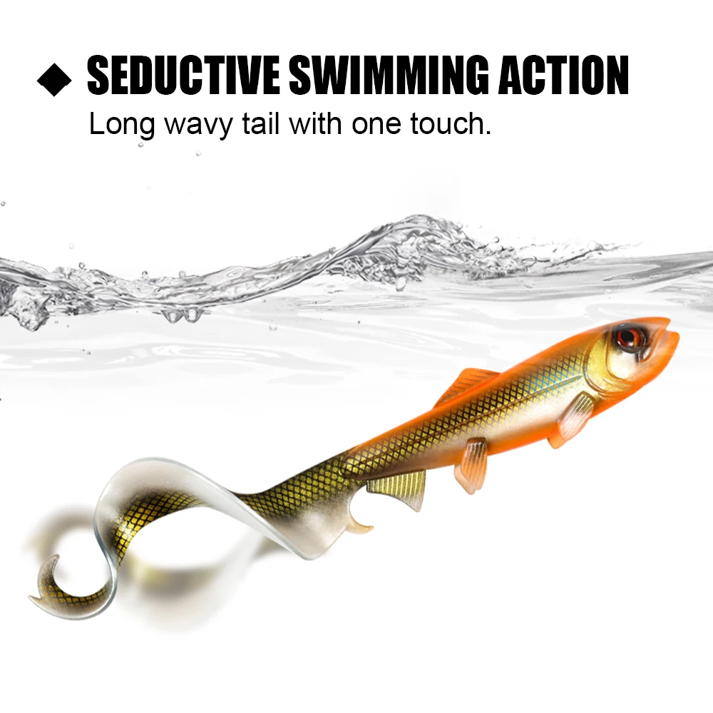 Spinpoler الضفيرة الذيل نكش لينة البلاستيك الصيد إغراء سيليكون الطعم باس 17.5 سنتيمتر 22 سنتيمتر ل سمك السلمون المرقط العين رمادية فاتحة اللون المياه العذبة