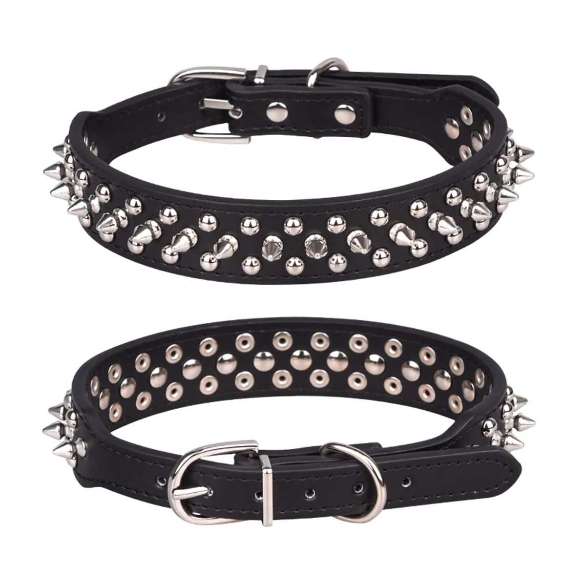 Adjustable Leather Pet Dog collar Neck Strap Supplies PU Leather Punk Rivet Spiked Dog Collar Pet Collars For Small Dog Cat