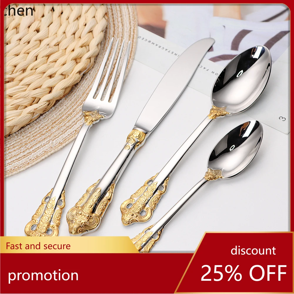 

YFY Silverware Rose gold Metal Cutlery Stainless Steel Black Home Wedding Hotel Cutlery Set