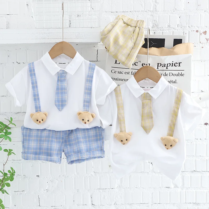 New Kids Clothes Suit Summer Children Boy Girl Patchwork T Shirt Shorts 2Pcs/Set Baby Toddler Clothing Infant 1 2 3 4 5 Years