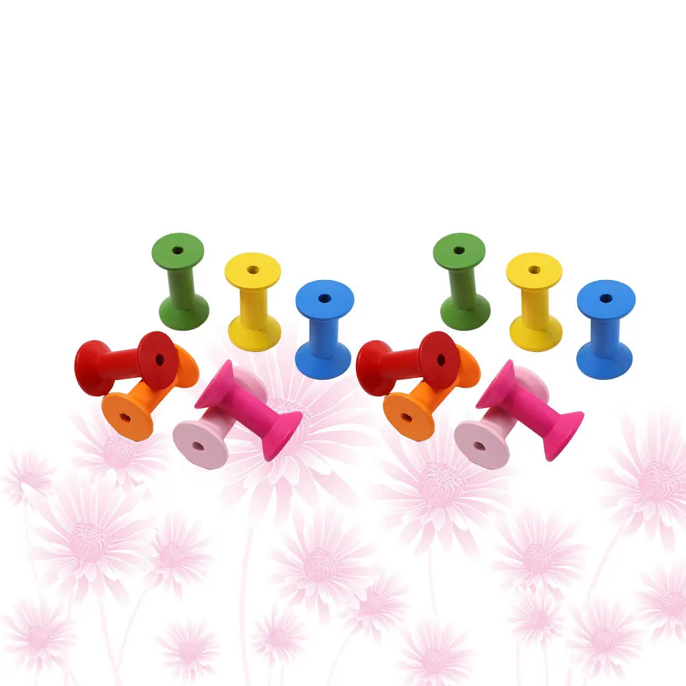 

20Pcs Craft Wooden Spools Durable Smooth Sanded Thread Holder Bobbin Sewing Wire Rolling Tools Colorful 47x30mm