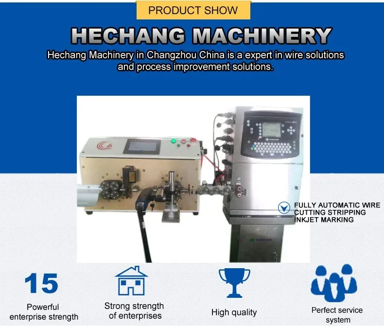 Automatic copper wire cutting stripping and inkjet marking cable printing machine