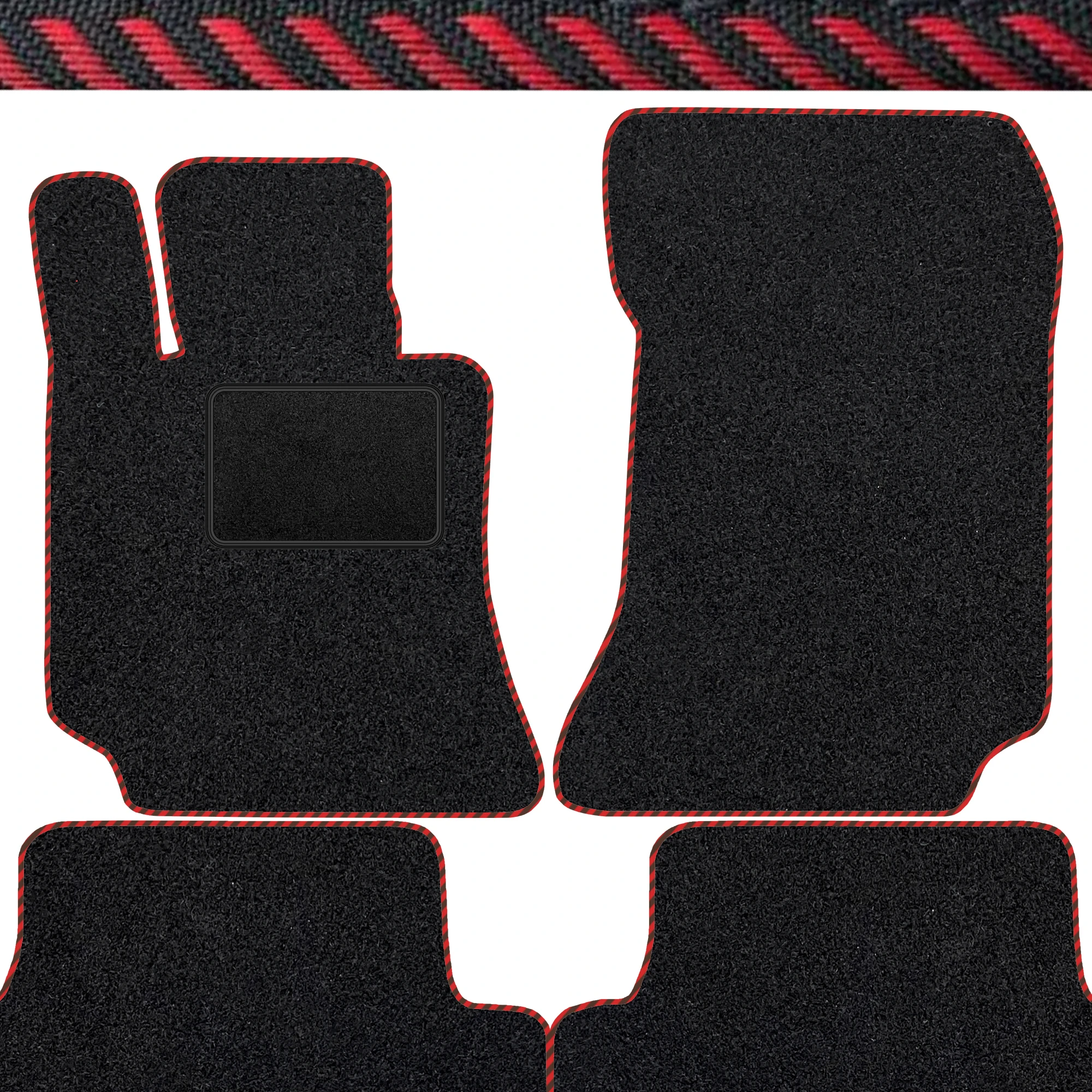 Set velours matten passend voor Mercedes E-klasse W123 1975-1986 - Rode rand