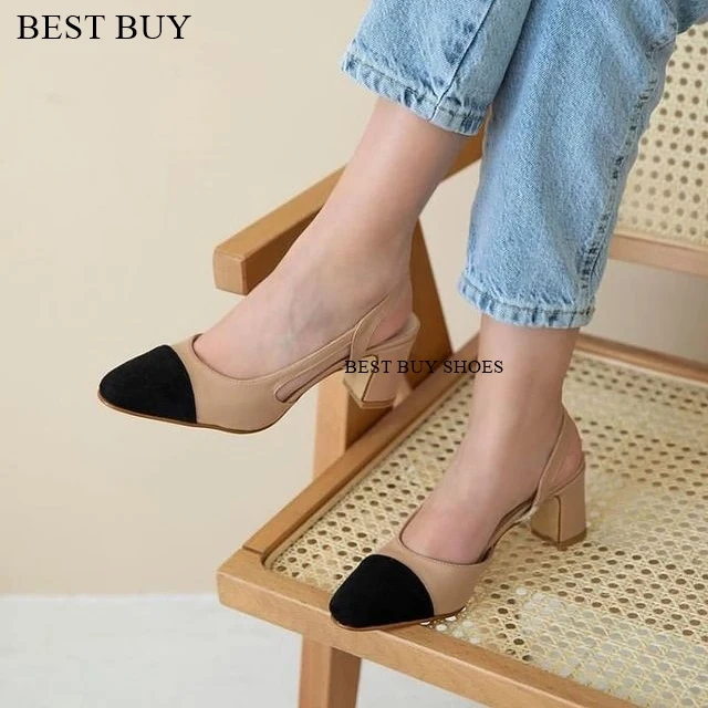 Plus Size 35-44 Women 2cm 6cm High Heels Sandals Lady Luxury Designer Brand Block Low Heels Sandles Office Replica Flats Shoes