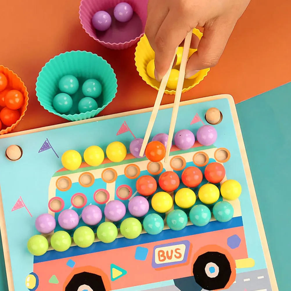 4-teiliges Pinzetten-Clip für Kinder, Spielzeug für Feinmotorik, Holz, Vorschul-Bambusblöcke, Sortierzange, pädagogisches Spielzeug für Kinder