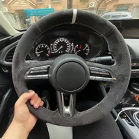 Personalización de protector para volante de coche, accesorios cosidos a mano de cuero de ante para Mazda 3 Axela 2019 2020 CX-30 2020 MX-30 2020