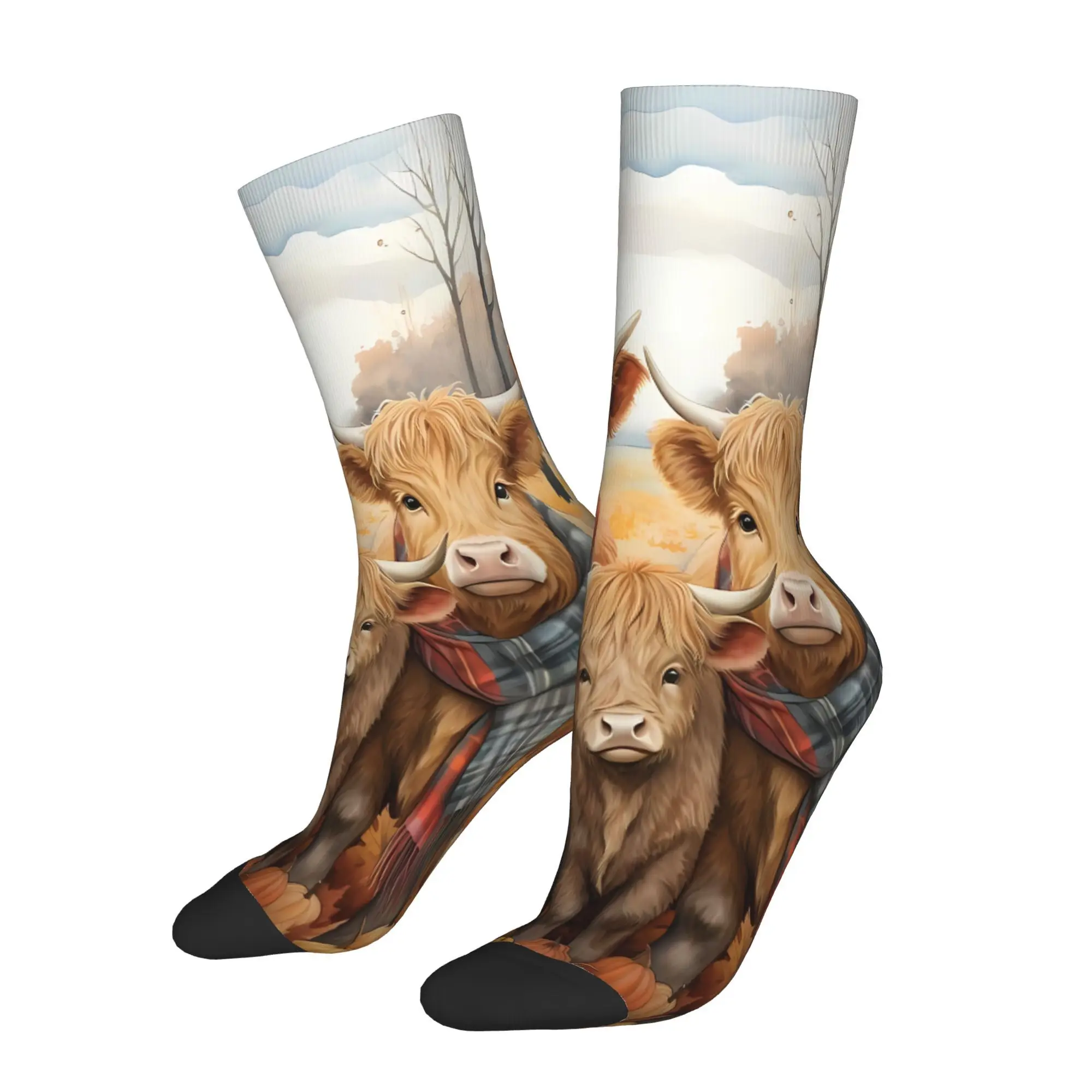 

Симпатичные мужские носки из полиэстера с принтом теленка и коровы