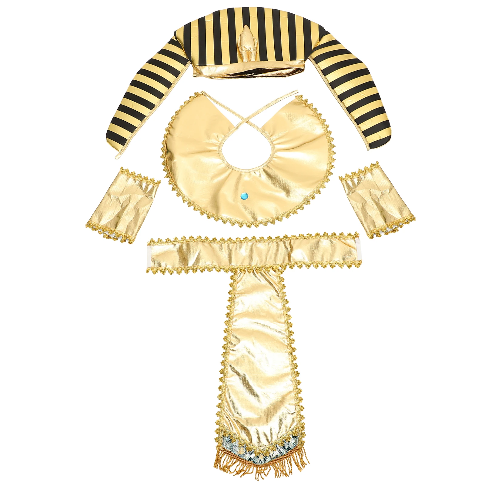 

Pharaoh Costume Makeup Clothing Egyptian Belt Cosplay Accessory Halloween Party Supplies Wristband Reusable Costume for Role