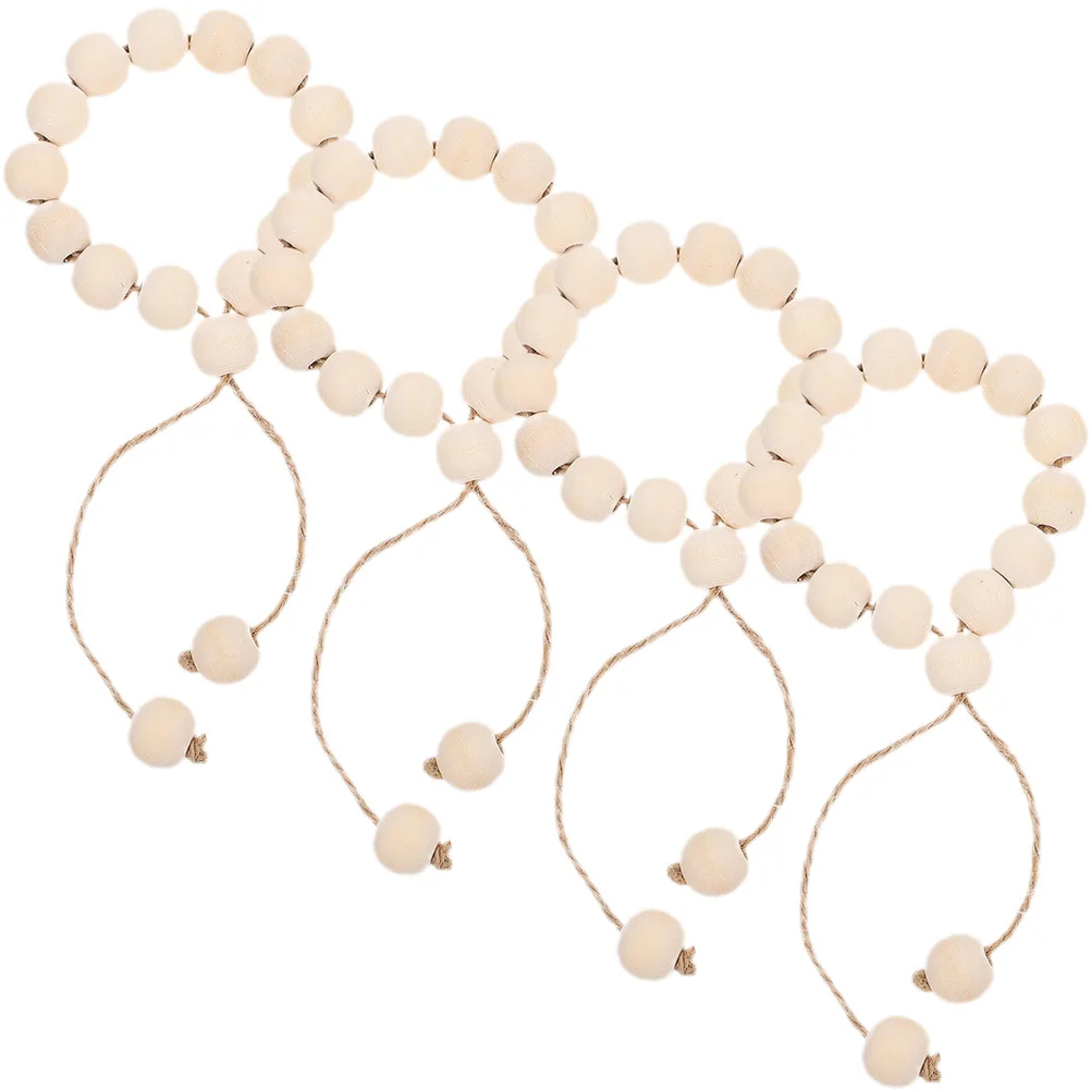 

4Pcs Wooden Napkin Rings Rustic Beads Decorative Serviette Holders for Dinner Party Wedding Table Rustic Napkin Rings